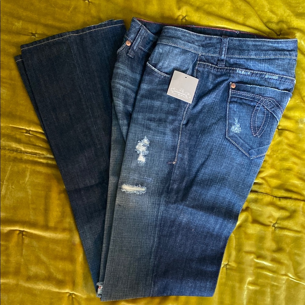 Level 99 Vintage Blue Bootcut Jeans with Distressed Details